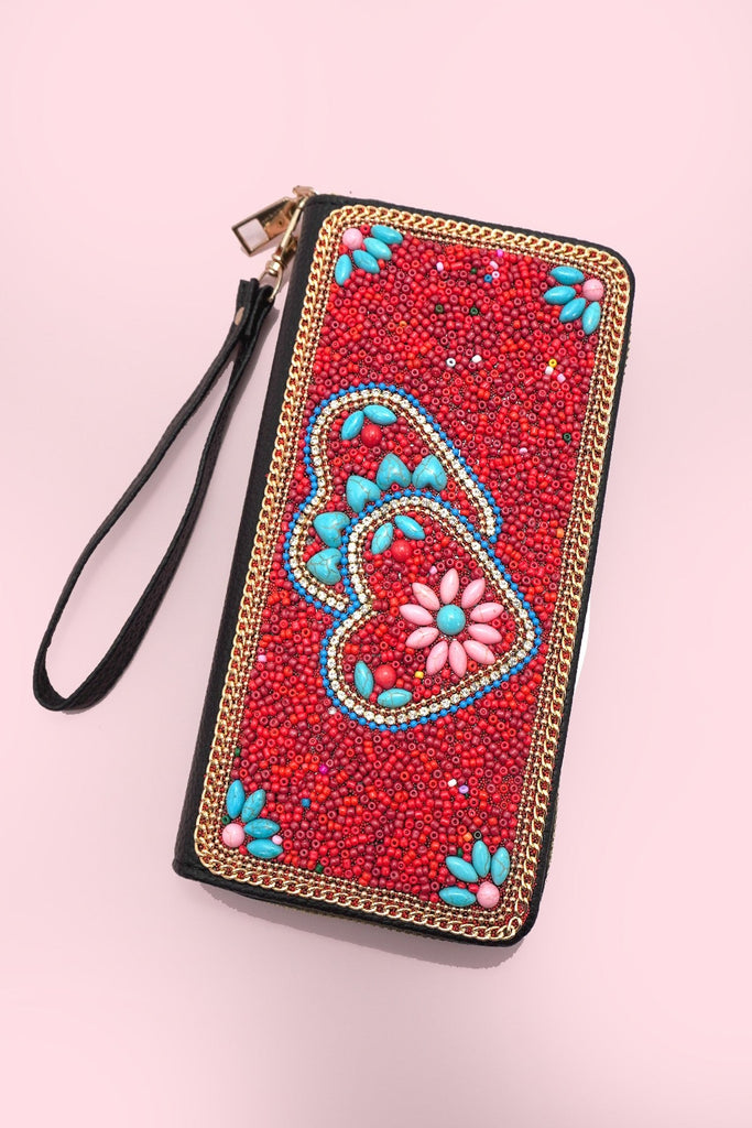 BOHO SEED BEAD WALLET CARD HOLDER | 40P574