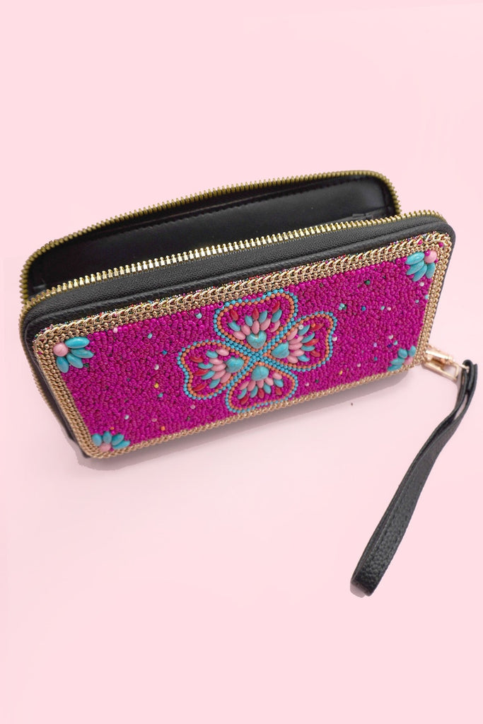 BOHO SEED BEAD WALLET CARD HOLDER | 40P574