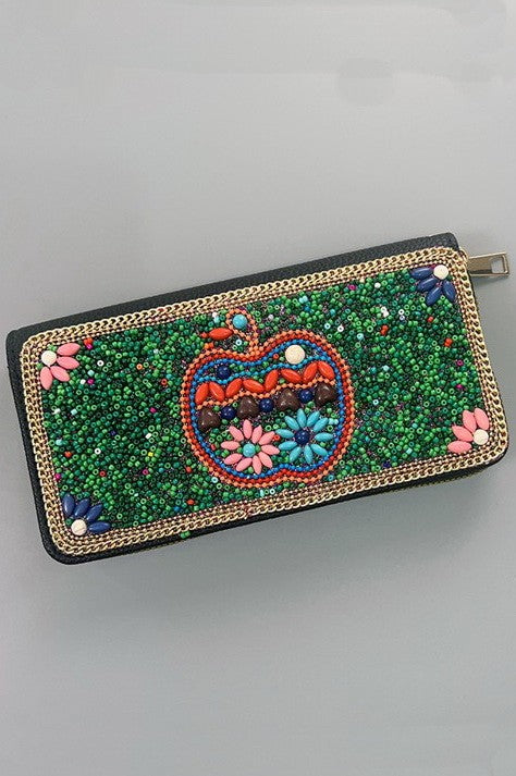 BOHO SEED BEAD WALLET CARD HOLDER | 40P574