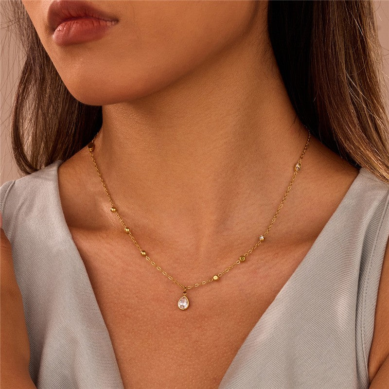 18K STAINLESS STEEL CRYSTAL PENDANT NECKLACE | 40NK9729