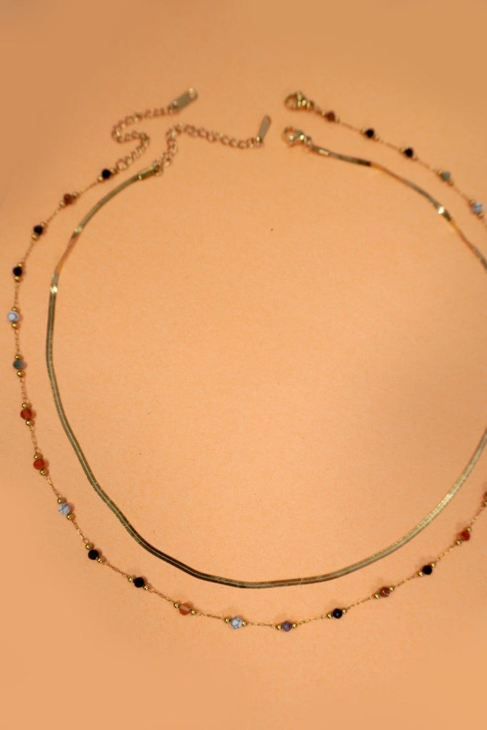 TITANIUM  STEEL NON-TARNISH LAYERED CHAIN NECKLACE | 40NK404