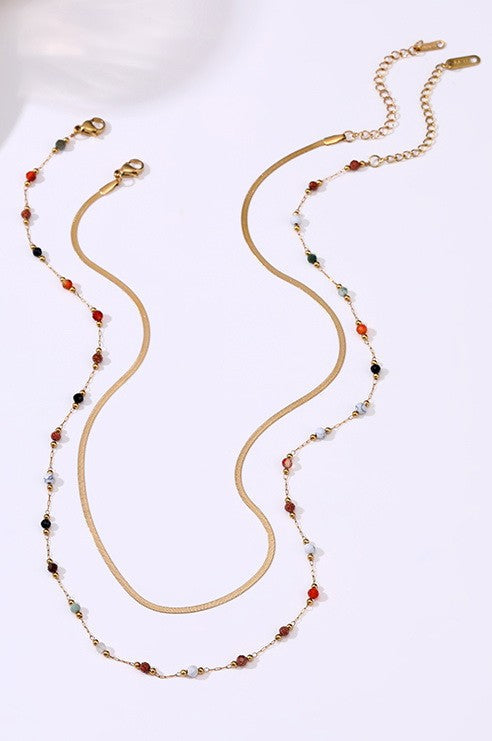 TITANIUM  STEEL NON-TARNISH LAYERED CHAIN NECKLACE | 40NK404