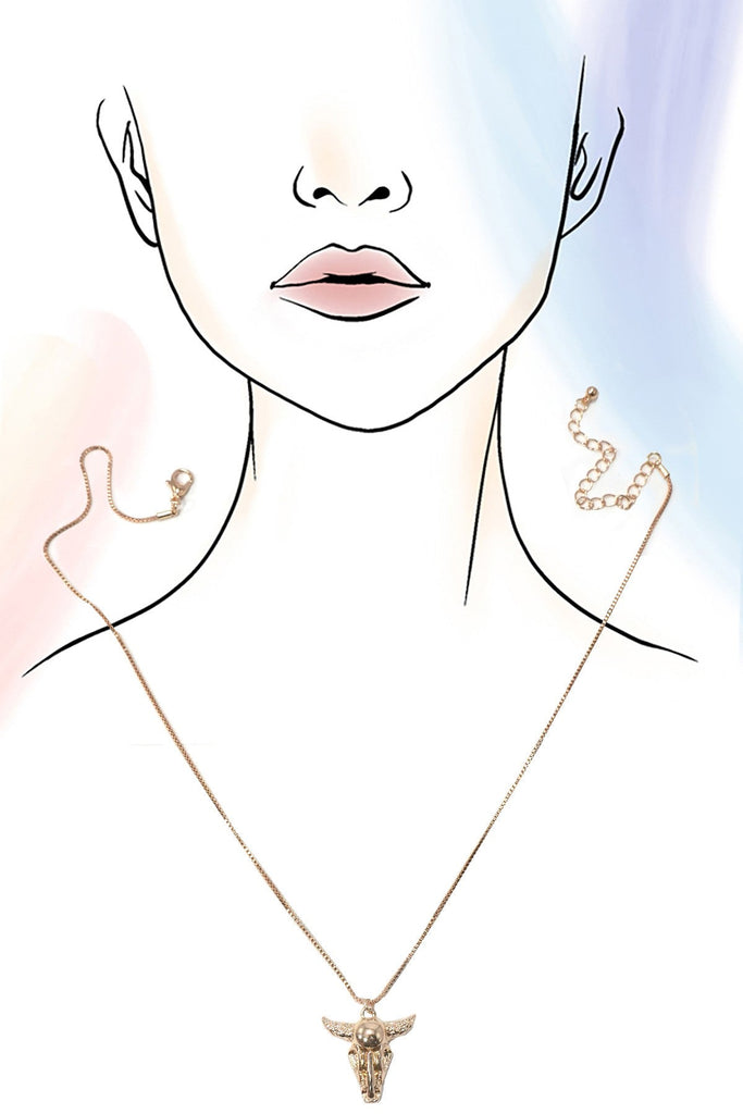 GOLD BULL HEAD CHARM NECKLACE | 80N1259