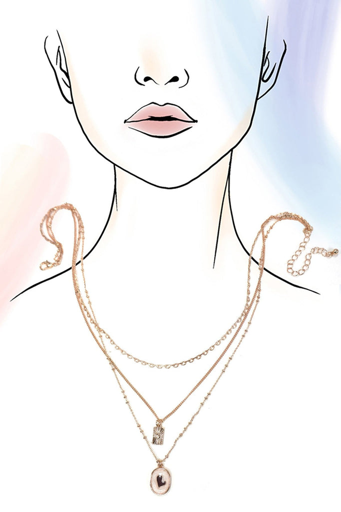 MULTI LAYERED EPOXY HEART CHARM NECKLACE | 80N1265