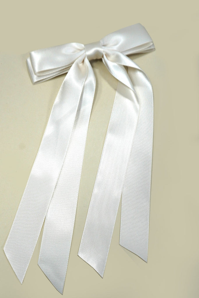 LONG DOUBLE BOW SATIN HAIR CLIP | 40H878