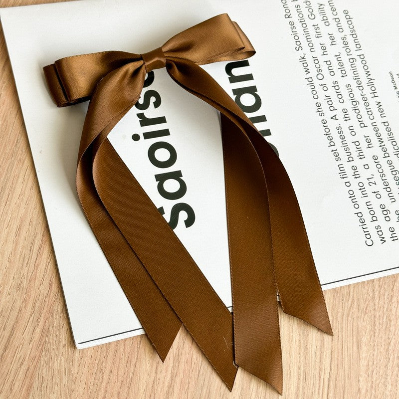 LONG DOUBLE BOW SATIN HAIR CLIP | 40H878