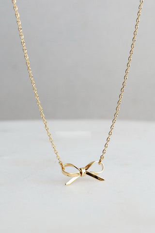 18K STAINLESS STEEL TARNISH FREE BOW NECKLACE |  40NK9418