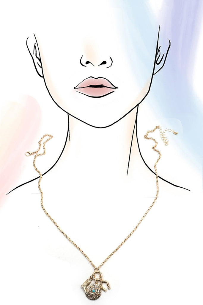 CLUSTER CHARM NECKLACE-WESTERN BOOT HORSESHOE | 80N91365