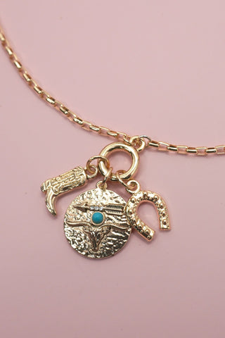 CLUSTER CHARM NECKLACE-WESTERN BOOT HORSESHOE | 80N91365