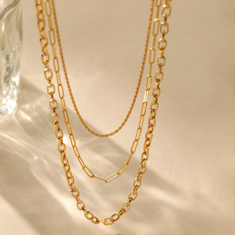 18K STAINLESS STEEL TARNISH FREE LAYERED NECKLACE | 40NK9426