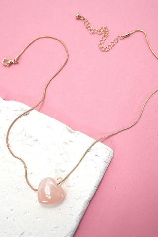 ROSE QUARTZ INSPIRED HEART CHARM NECKLACE | 80N91635