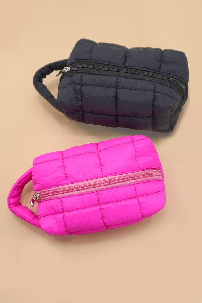QUILTED PUFFY COSMETIC MAKEUP  POUCH CLUTCH BAG | 40P548