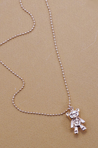 3D GOLD BEAR CHARM BALL CHAIN NECKLACE | 80N91471