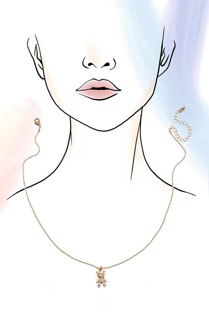 3D GOLD BEAR CHARM BALL CHAIN NECKLACE | 80N91471