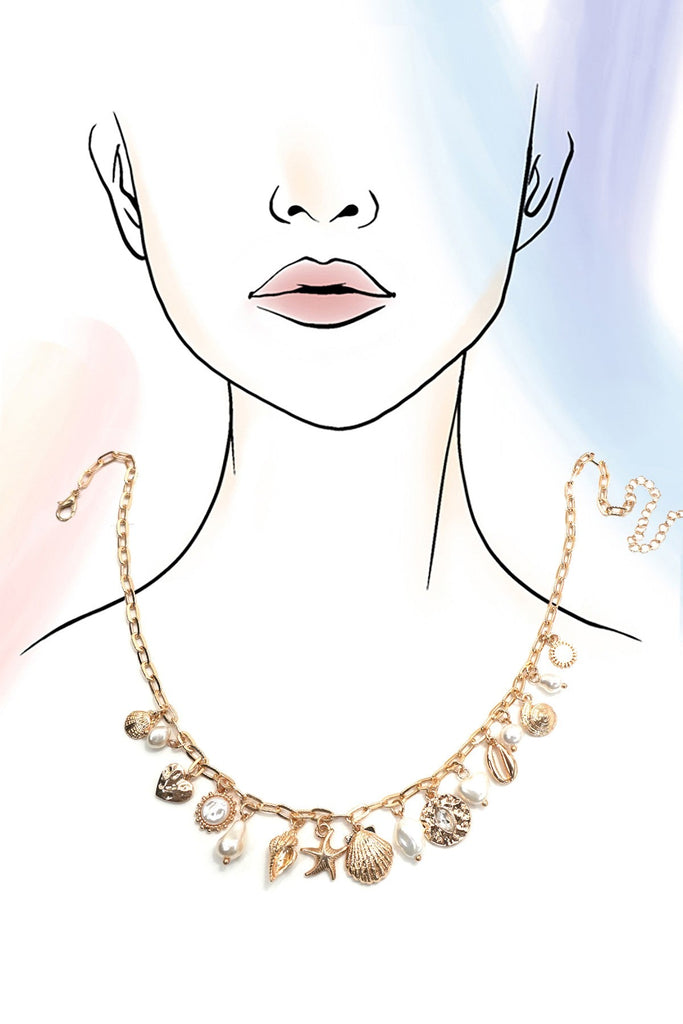CHARM NECKLACE-SEA SHELL STARFISH PEARL CHARM | 80N91467
