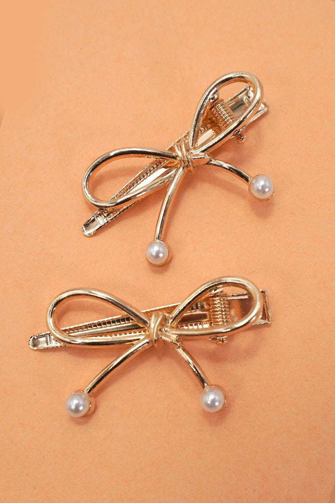 BOW WITH PEARL HAIR CLAW CLIP | 40H889