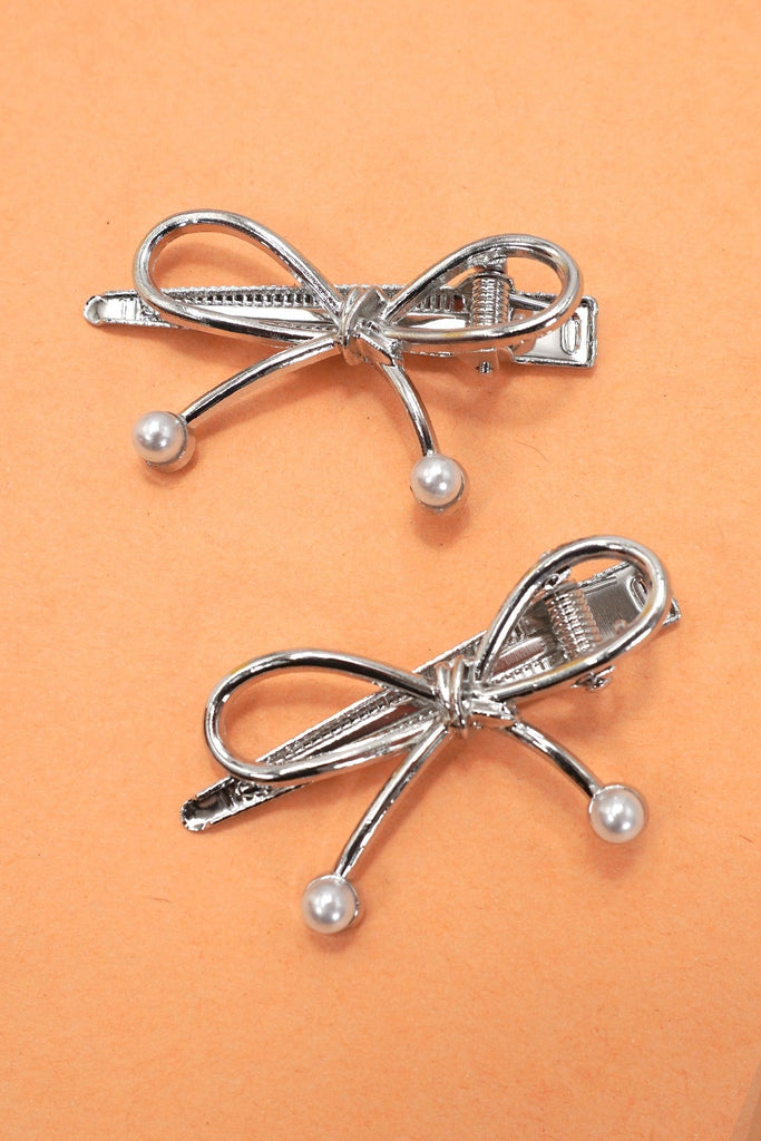 BOW WITH PEARL HAIR CLAW CLIP | 40H889