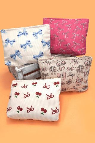 TRAVEL BOW CHERRY COSMETIC MAKEUP POUCH BAG | 40P553