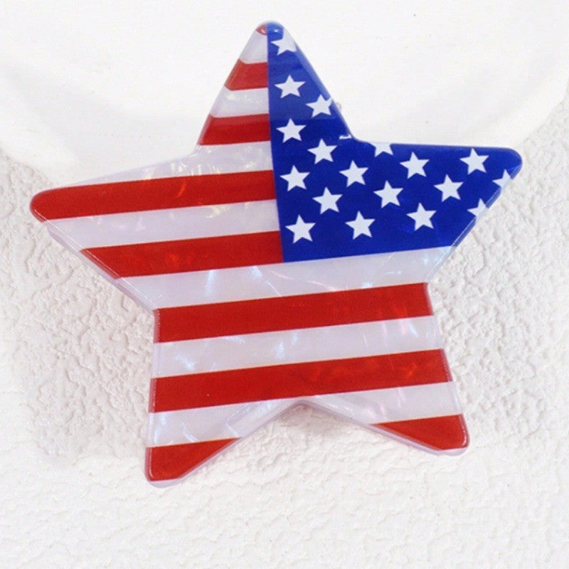 USA FLAG 4TH OF JULY STAR HEART HAIR CLAW  CLIPS | 40H897