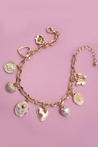 ENAMEL FLOWER HEART  CHARM BRACELET | 80B1324