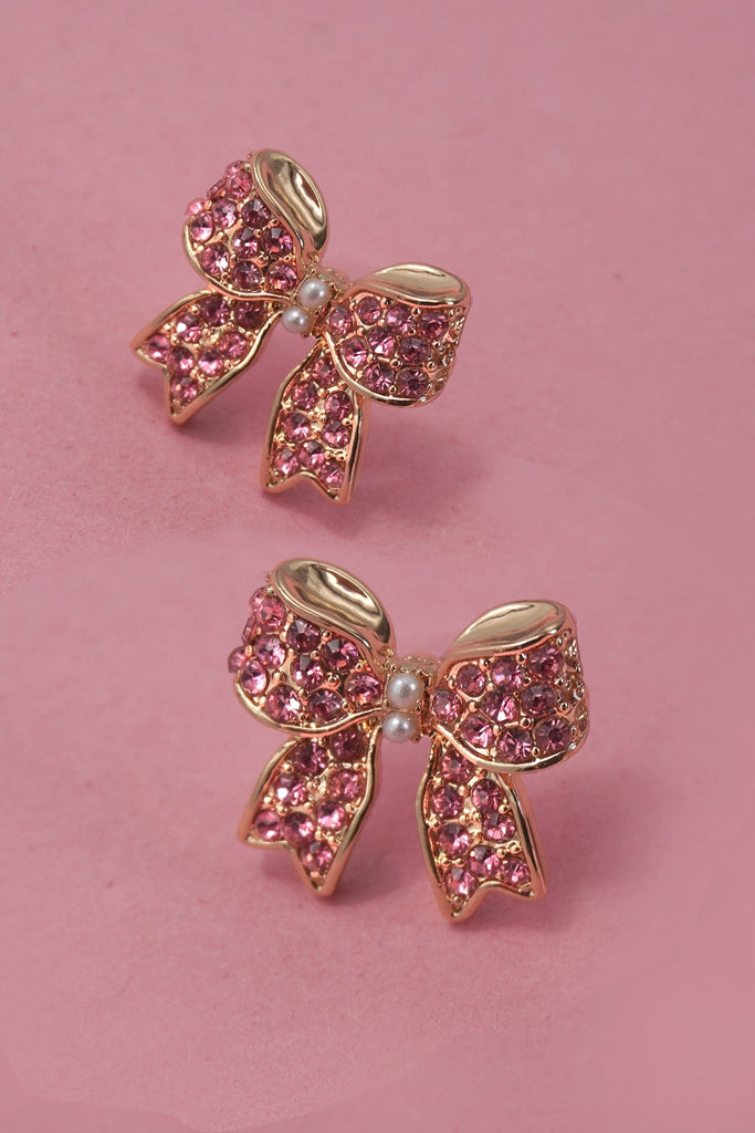 CLASSIC RHINESTONE BOW STUD EARRINGS | 31E50380