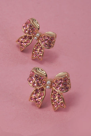 CLASSIC RHINESTONE BOW STUD EARRINGS | 31E50380