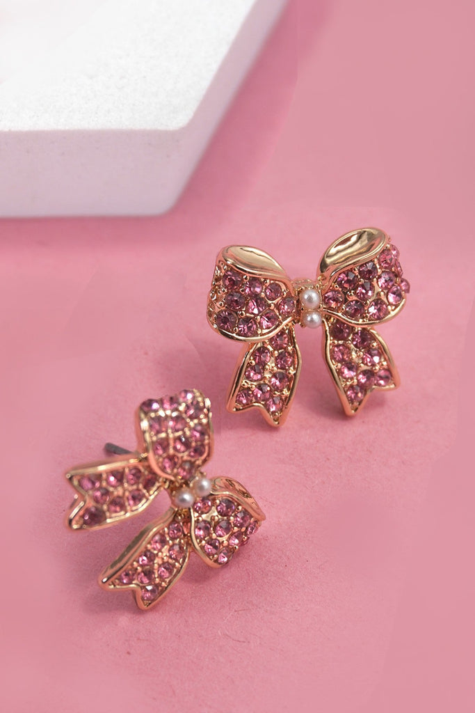 CLASSIC RHINESTONE BOW STUD EARRINGS | 31E50380