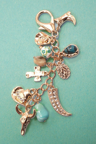 WESTERN PORCELAIN CROSS BOOT COWBOY HAT BAG CHARM | 80K010