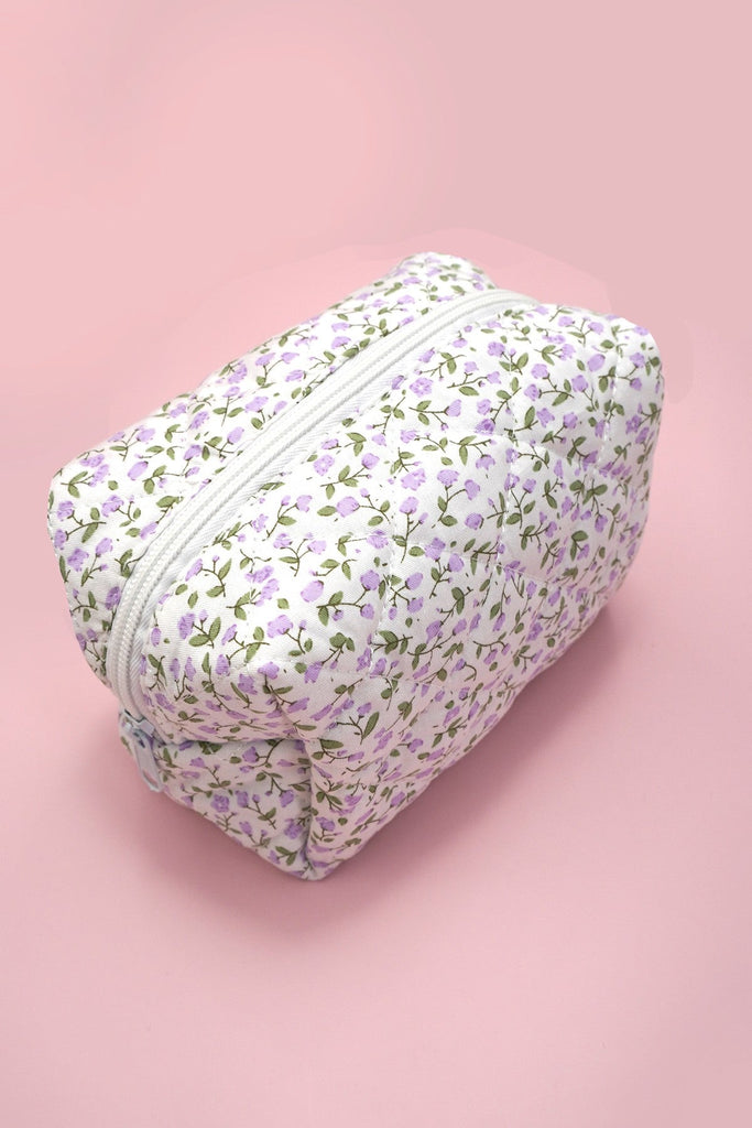 DITSY QUILTED COTTON FLORAL COSMETIC POUCH BAG | 40P557