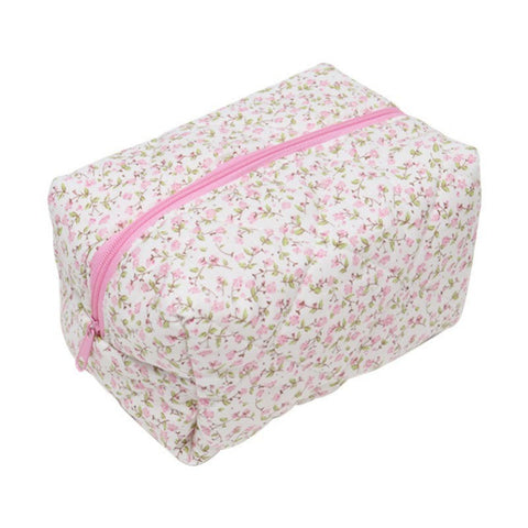 DITSY QUILTED COTTON FLORAL COSMETIC POUCH BAG | 40P557