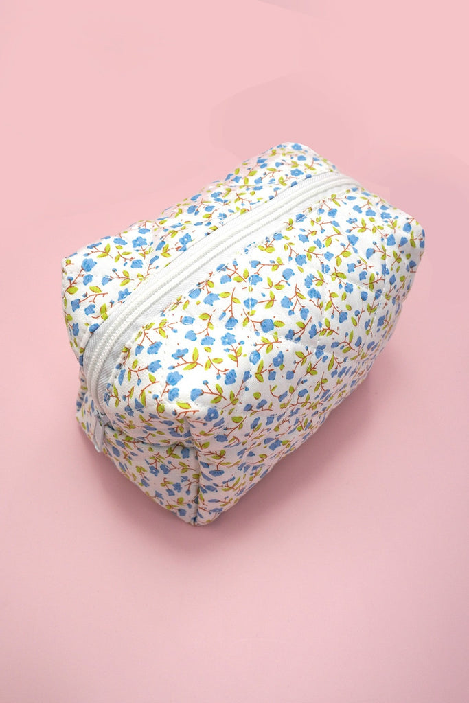 DITSY QUILTED COTTON FLORAL COSMETIC POUCH BAG | 40P557