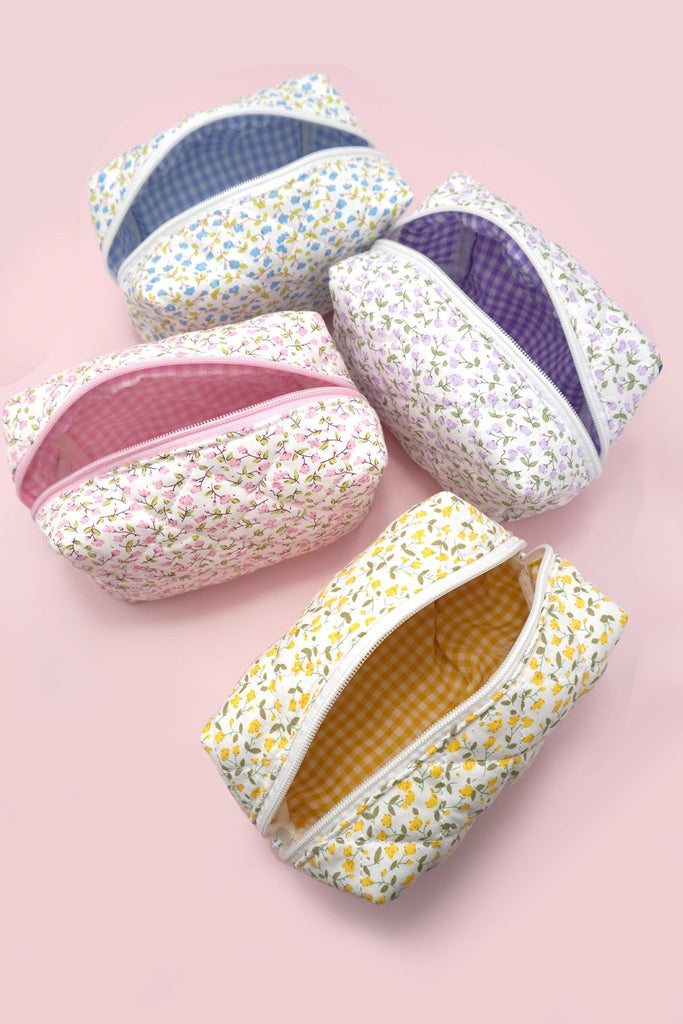 DITSY QUILTED COTTON FLORAL COSMETIC POUCH BAG | 40P557