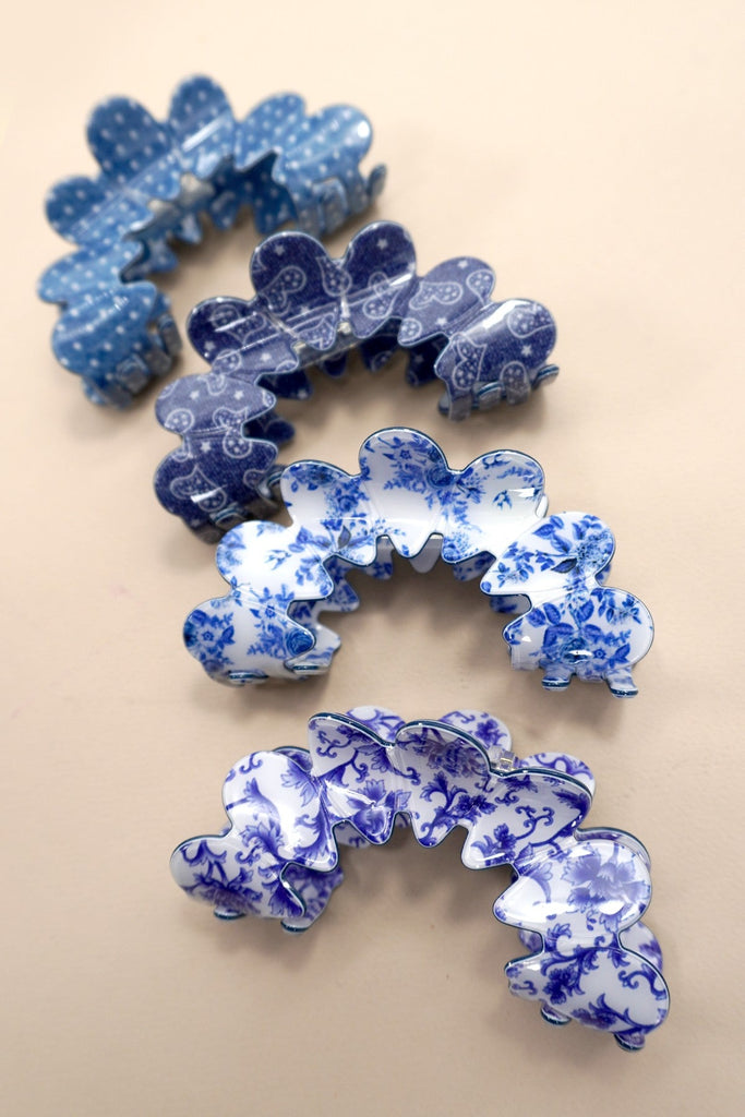 VINTAGE PORCELAIN STYLE HALF MOON HAIR CLAW CLIPS | 40H900