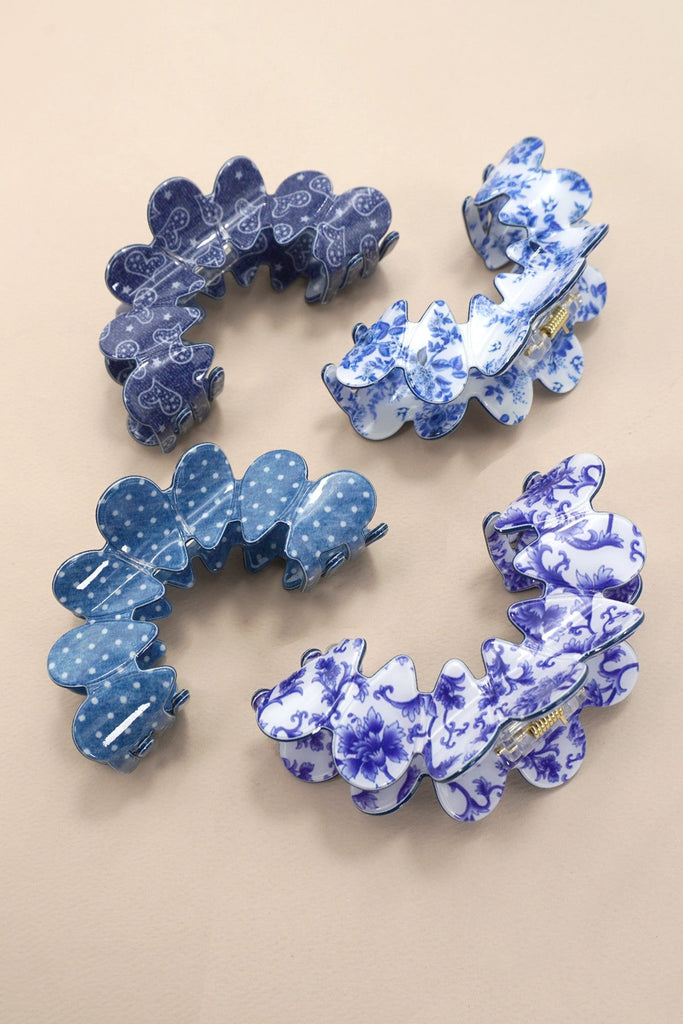 VINTAGE PORCELAIN STYLE HALF MOON HAIR CLAW CLIPS | 40H900