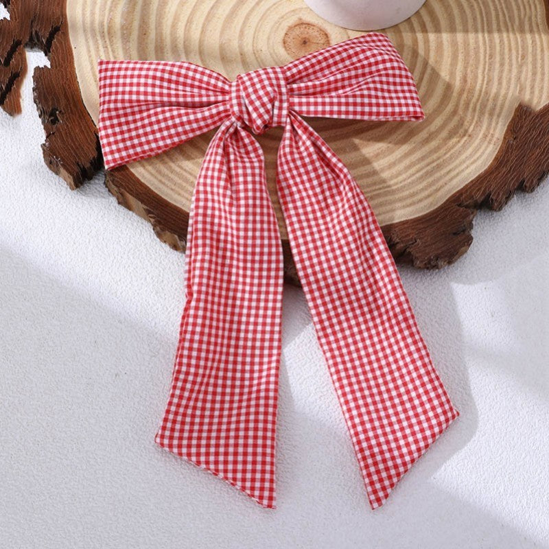 PRETTY ORGANZA CHECKER BOW RIBBON HAIR CLIPS | 40H903