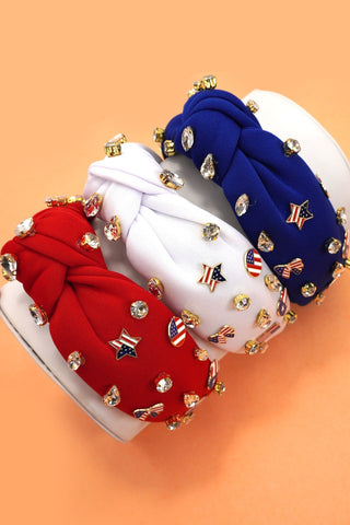 4TH OF JULY FLAG STAR RHINESTONE STUD HEADBAND | 40HB165