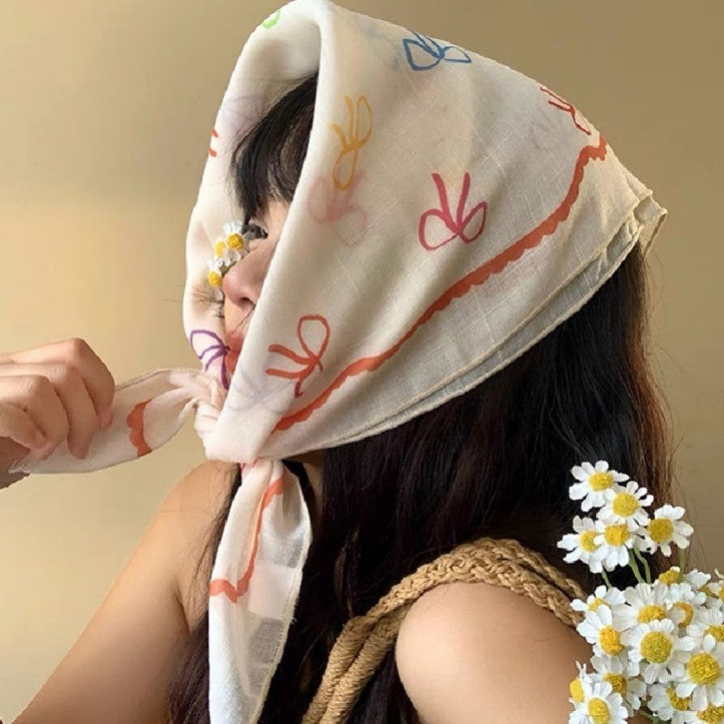 MULTI COLOR BOW PRINT BANDANA SCARF | 40SC637