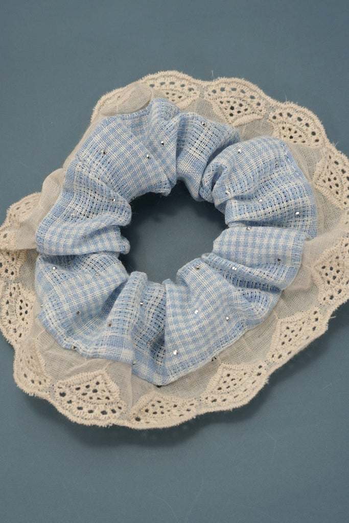COTTAGECORE CHECKER LACE SCRUNCHIES | 40S735