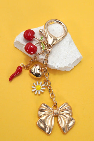 BAG CHARM- CHERRY RED PEPPER BOW CHARMS | 80K027