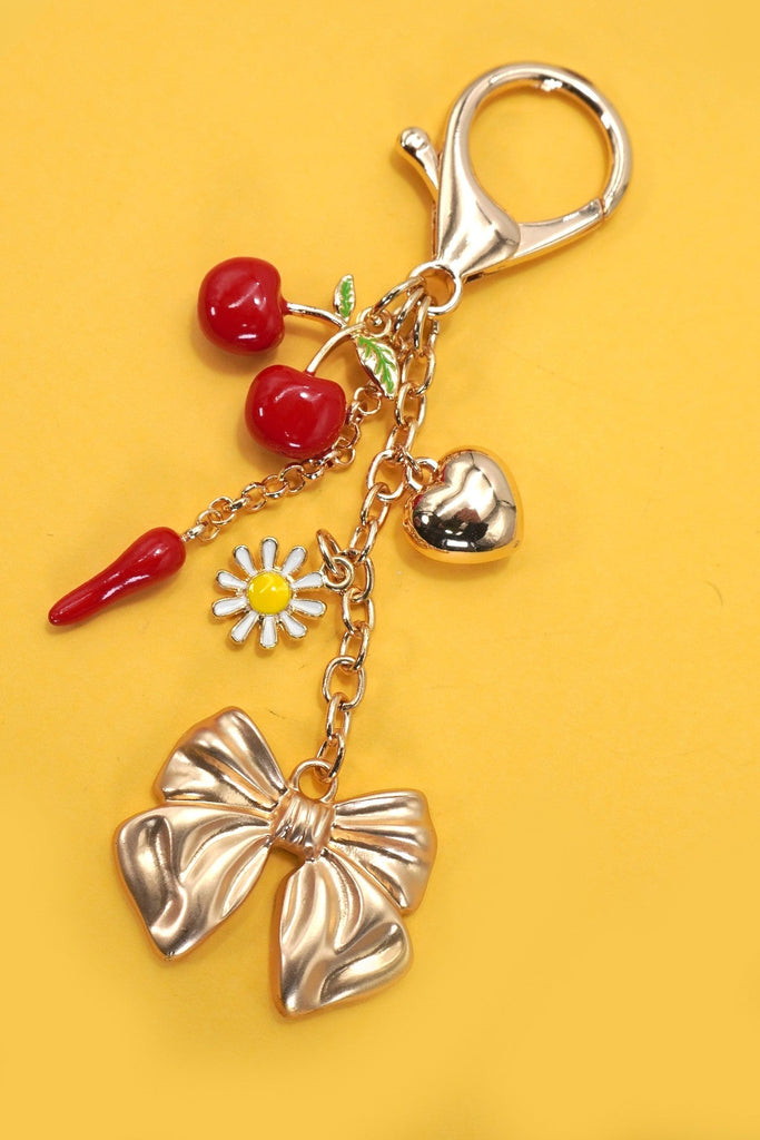 BAG CHARM- CHERRY RED PEPPER BOW CHARMS | 80K027