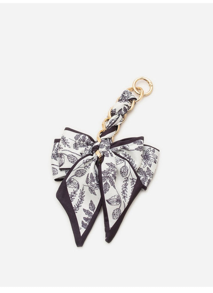 VINTAGE FLORAL SILK BOW BAG CHARM KEYCHAIN | 40KC148