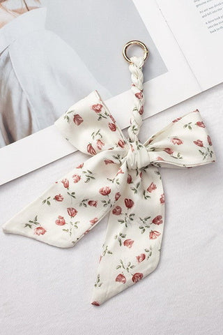 FLORAL SILK BOW BAG CHARM KEYCHAIN | 40KC149