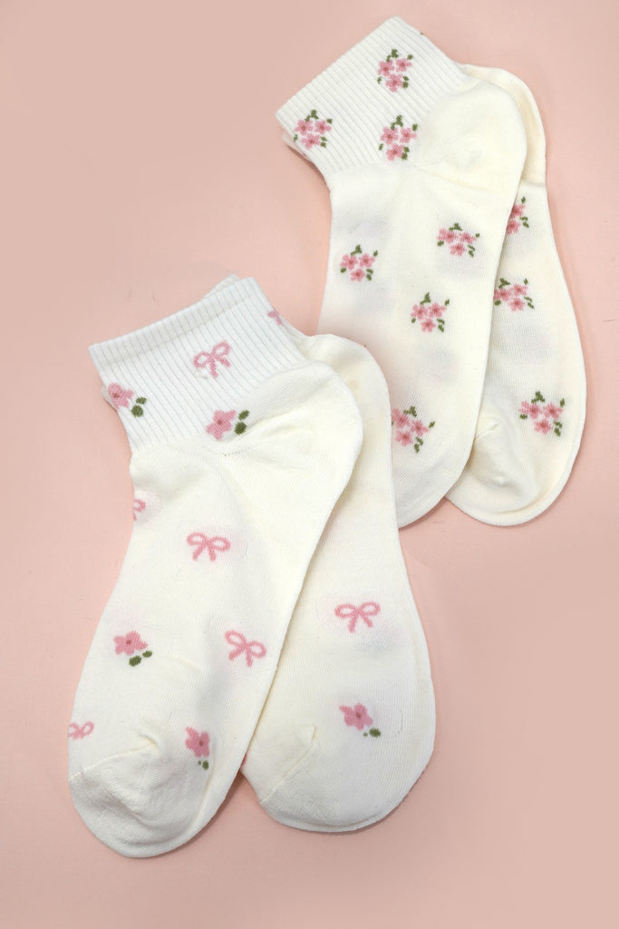 WOMAN BOW FLOWER BOW MIX SOCKS | 40S02060