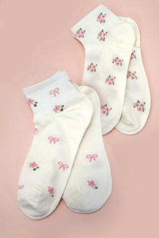 WOMAN BOW FLOWER BOW MIX SOCKS | 40S02060