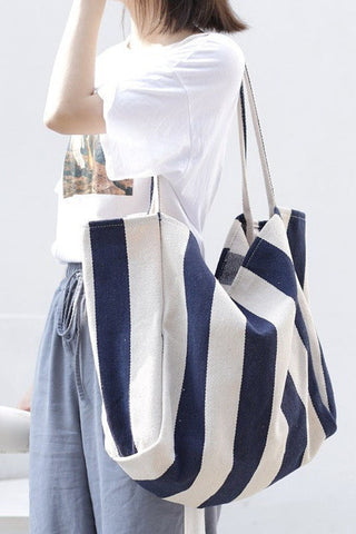 ORGANIC STRIPED TRENDING TOTE BAG | 40P560