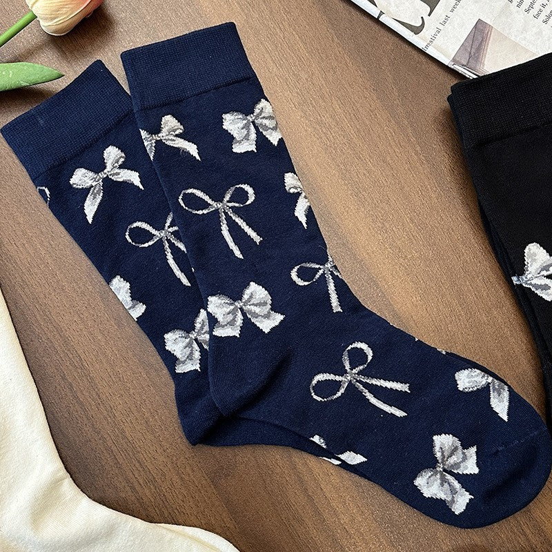 BOW  MID CALF LENGTH SOCKS | 40S02062