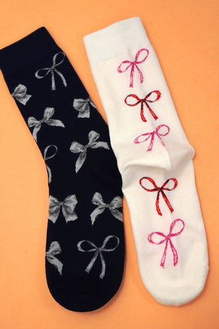 BOW  MID CALF LENGTH SOCKS | 40S02062