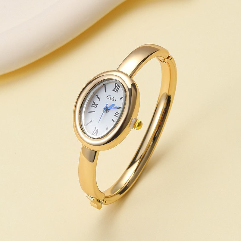 Gold-Tone Oval Bangle Analog Watch | 40WTH101