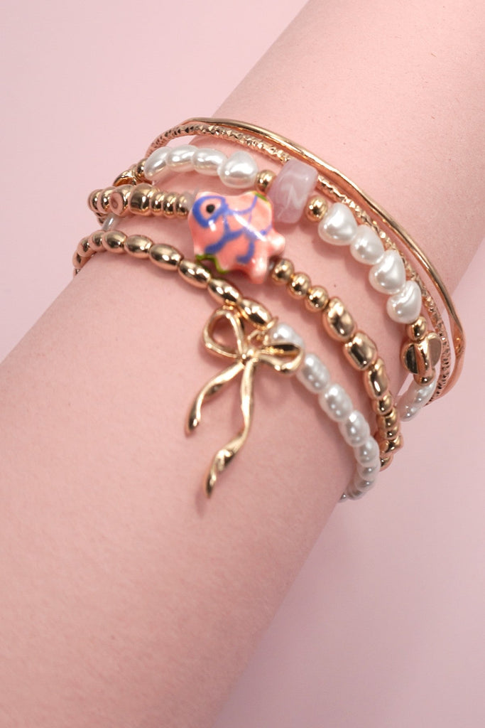 PORCELAIN TOILE PATTERN MULTI LAYER BRACELET | 80B1362