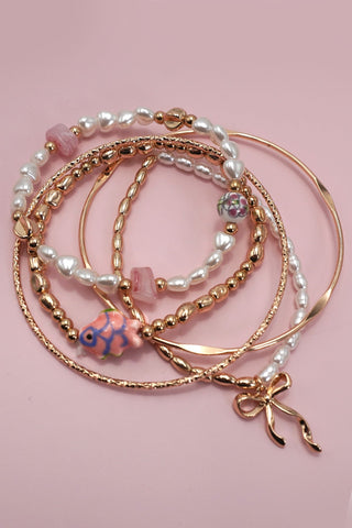 PORCELAIN TOILE PATTERN MULTI LAYER BRACELET | 80B1362